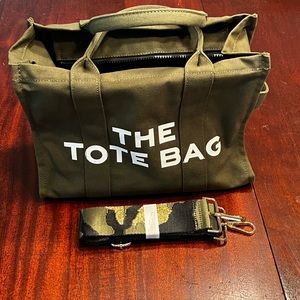 COPY - Green Canvas Tote Bag Top Handle Camo Cross Body Strap NWOT
